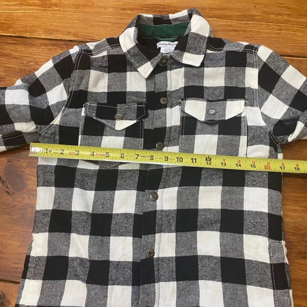 Tommy Bahama‎ Kids Black White Plaid Flannel Shirt Jacket Size L (10/12) shacket